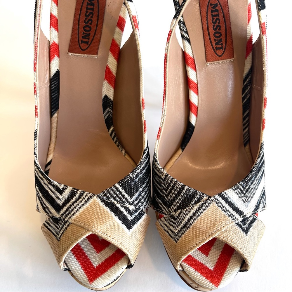 MISSONI TESSUTO SANDALS SLINGBACK PLATFORMS SZ 37